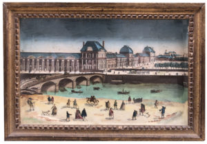 Paire de diaramas, Hotel de ville, époque 19ème , cadre époque Luis XVI