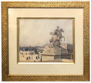 Une aquarelle, Vue de Paris, Place de la Concorde par Paul LECOMTE