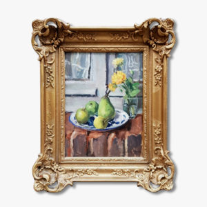 Oil on cardboard, Still life with pears by Alfred SWIEYKOWSKI