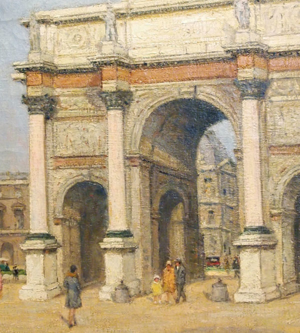 Oil on canvas, The Arc du Carrousel in the Louvre by Louis PETIT