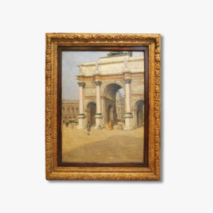 Huile sur toile, L'Arc du Carrousel au Louvre par Louis PETIT
