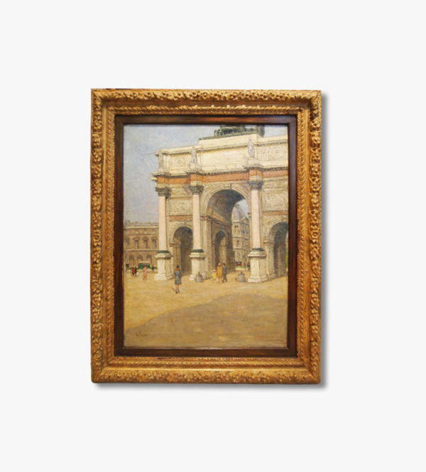 Huile sur toile, L'Arc du Carrousel au Louvre par Louis PETIT