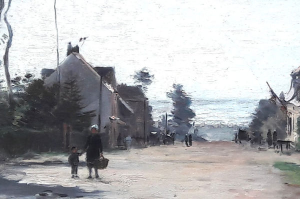 Huile sur toile, Rue à Neuville les Dieppe par Emile Louis MATHON