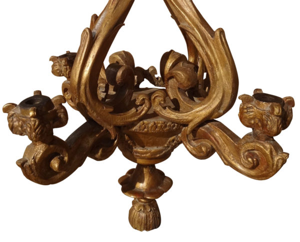 Louis XIV style gilded wood chandelier