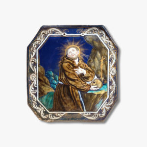 Plaque sur cuivre émaillé, saint Jérôme, Limoges 18e