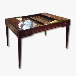 A mahogany tric-trac table, Louis XVI, stamped L N Malle