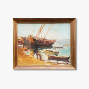 oil-on-oil-boats-and-fishers-by-gaston-parison