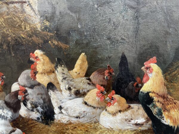 une-paire-d-huile-sur-toile-coqs-et-poules-par-jules-bahieu-6