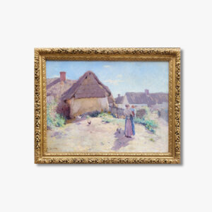 huile-sur-toile-paysanne-et-son-enfant-a-la-ferme-par-rene-chretien