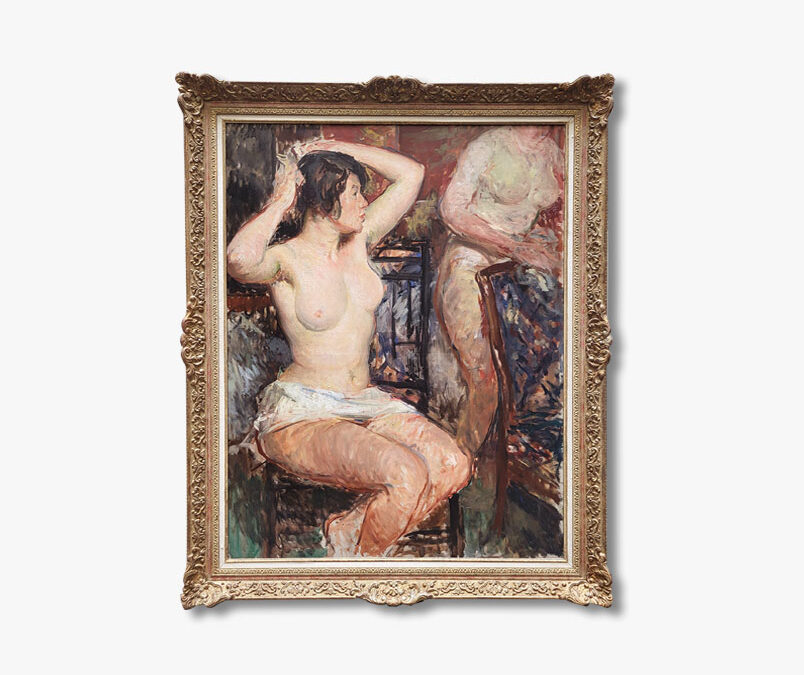 Huile sur toile, Les modèles nus dns l’atelier par Jacques Emile BLANCHE