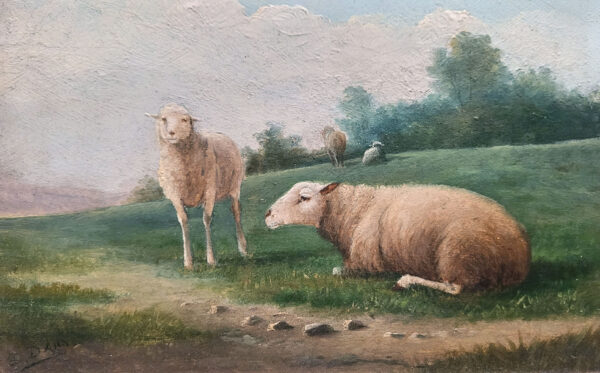 huile-sur-panneau-moutons-signe-g-dans-19-eme-1