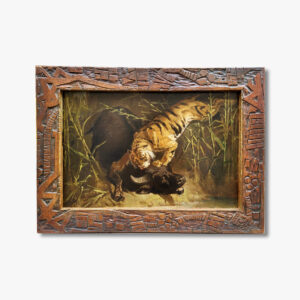 huile-sur-toile-scene-de-chasse-tigre-attaquant-un-buffle-19-eme