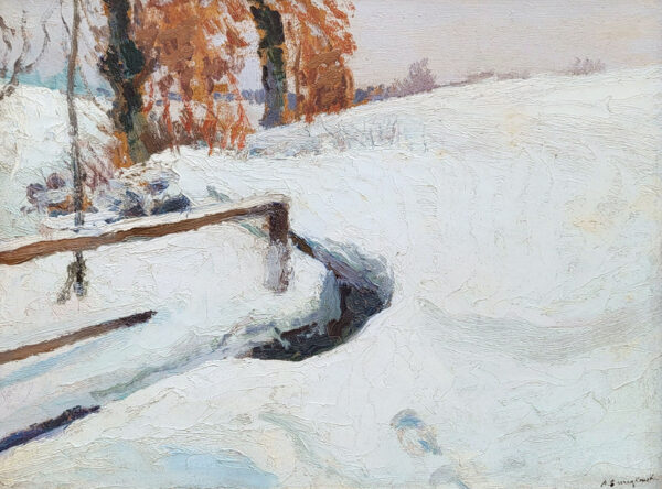 huile-sur-carton-paysage-de-neige-par-alfred-swiekowski-1