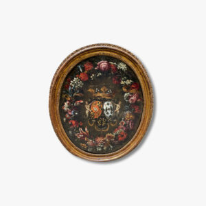 oil-on-oil-blazon-with-crown-of-flowers-17th-century