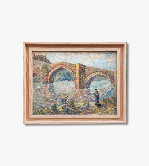 huile-sur-panneau-pecheurs-sous-un-pont-a-paris-pointilliste