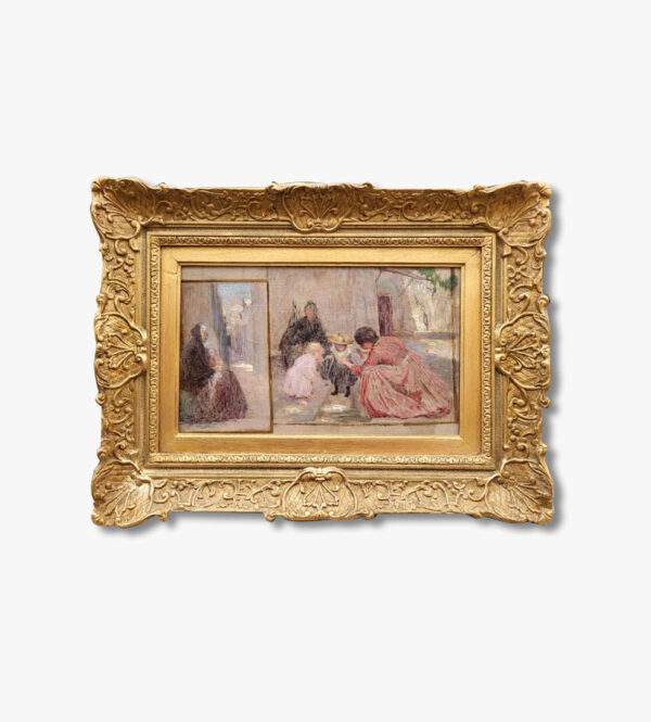 huile-sur-toile-femmes-et-enants-par-henri-le-riche