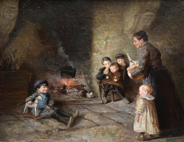 huile-sur-toile-enfants-jouant-dans-la-cuisine-par-fernande-sadler-1