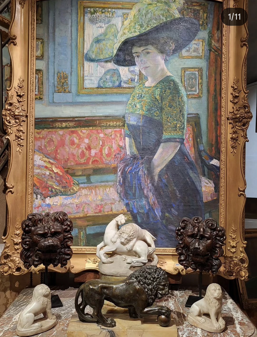 Huile sur toile, Elégante dans un intérieur par Augustin CARRERA – Image 3