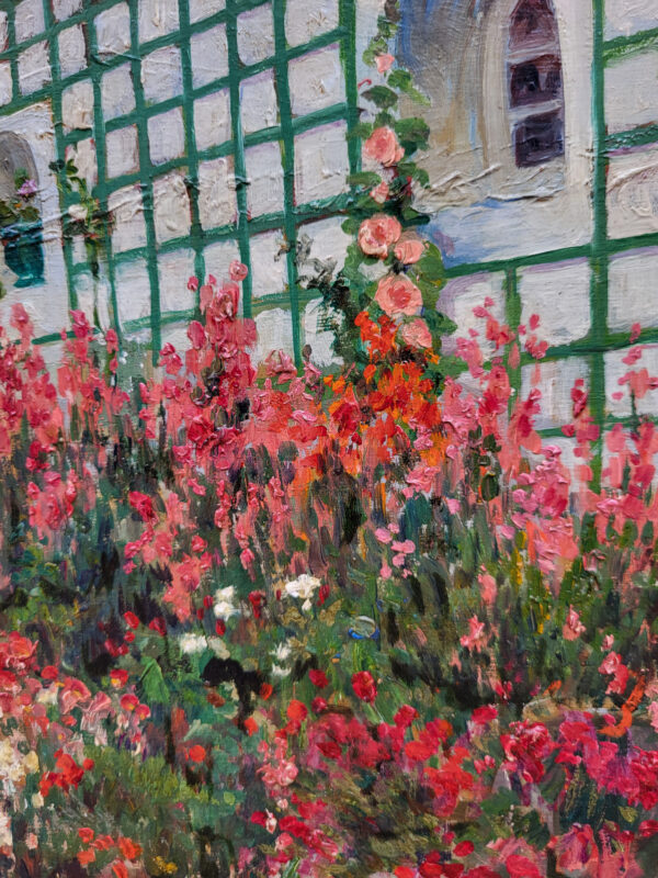 huile-sur-panneau-jardin-avec-roses-tremieres-parene-maxime-choquet-2