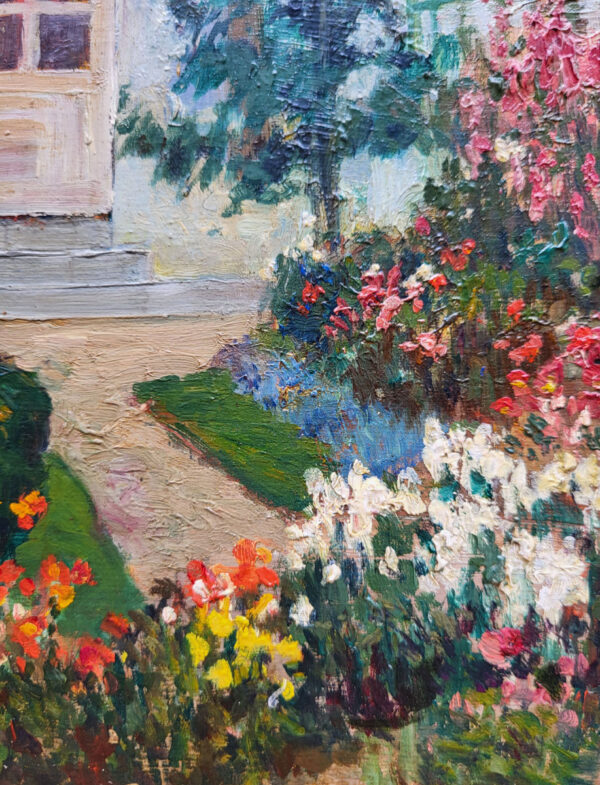 huile-sur-panneau-jardin-avec-roses-tremieres-parene-maxime-choquet-3