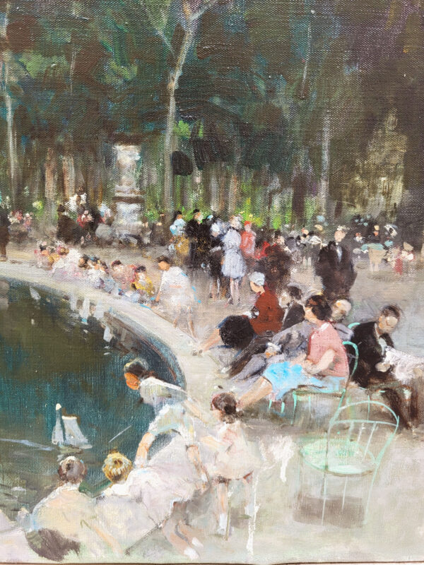 huile-sur-toile-le-jardin fin-de-journee-au-jardin-des-tuileries-par-jules-rene-herve-2