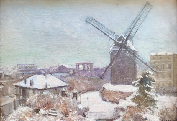 huile-sur-panneau-paris-moulin-de-la-galette-sous-la-neige-par-andree-chameron-1