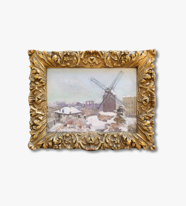 huile-sur-panneau-paris-moulin-de-la-galette-sous-la-neige-par-andree-chameron