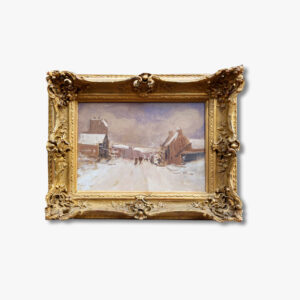 huile-sur-panneau-paysage-village-de-campagne-sous-la-neige-par-iwill