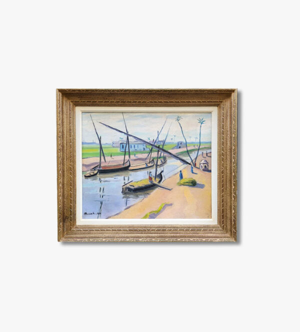 huile-sur-toile-bateaux-sur-le-nil-par-joseph-misrahi