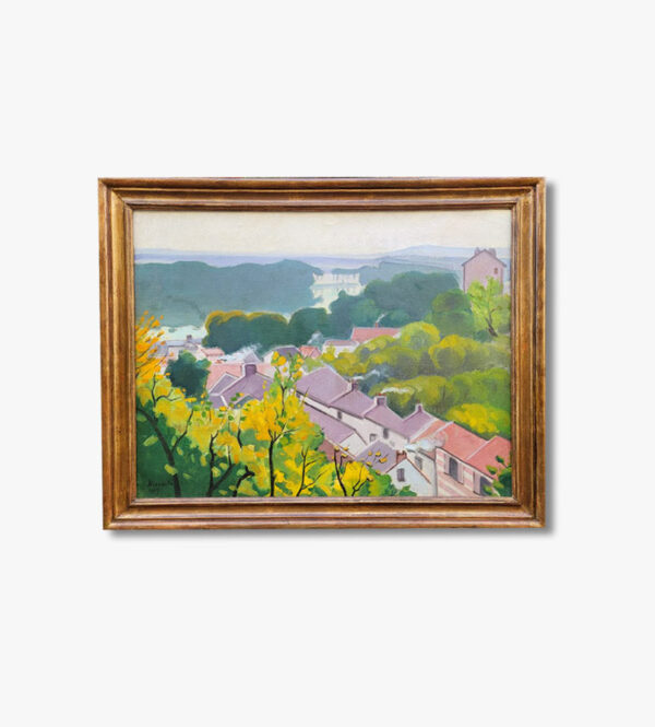 huile-sur-toile-village-en-bord-de-seine-par-joseph-misrahi