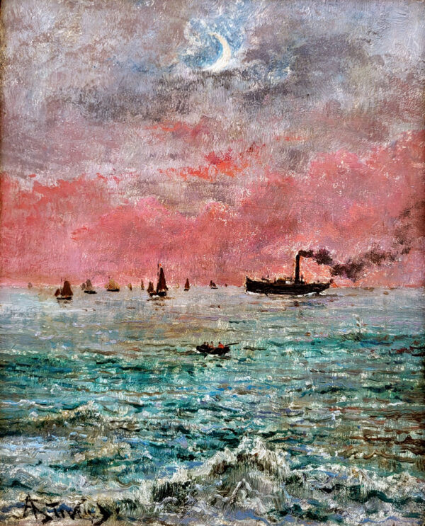 huile-sur-bois-marine-rougeoyante-au-clair-de-lune-par-alfred-stevens-1