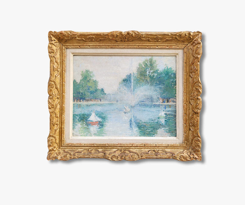 Huile surpanneau, Le Jardin des Tuileries par Goerges Billaudot
