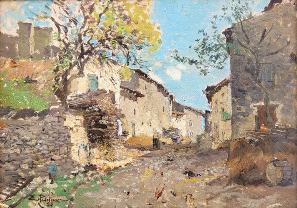 huile-sur-carton-village-campagnard-par-edmond-petitjean-1