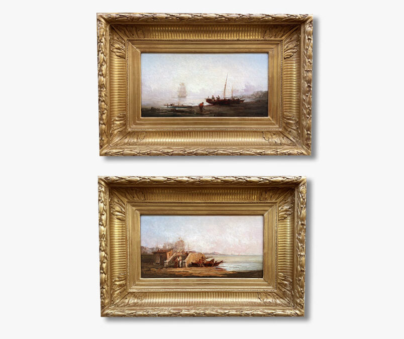 A pair of oil on panel Marines by Paul BISTAGNE