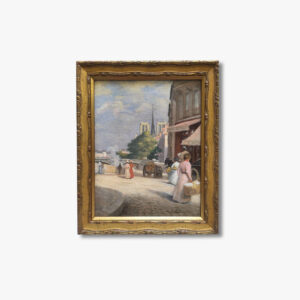 huile-sur-panneau-rue-animee-derriere-notre-dame-par-a-lebourg