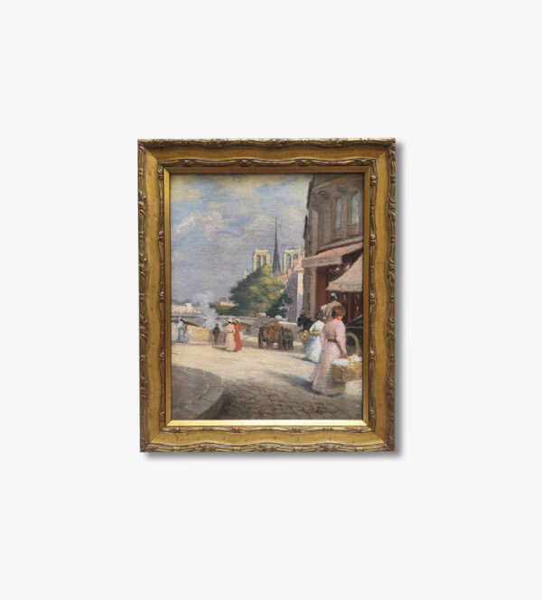 huile-sur-panneau-rue-animee-derriere-notre-dame-par-a-lebourg