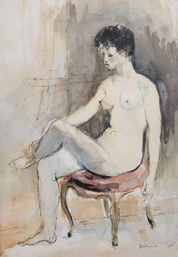 aquarelle-nu-assis-par-paul-belmondo-1