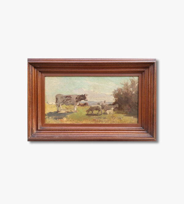 huile-sur-carton-vaches-et-moutons-par-edmond-petitjean