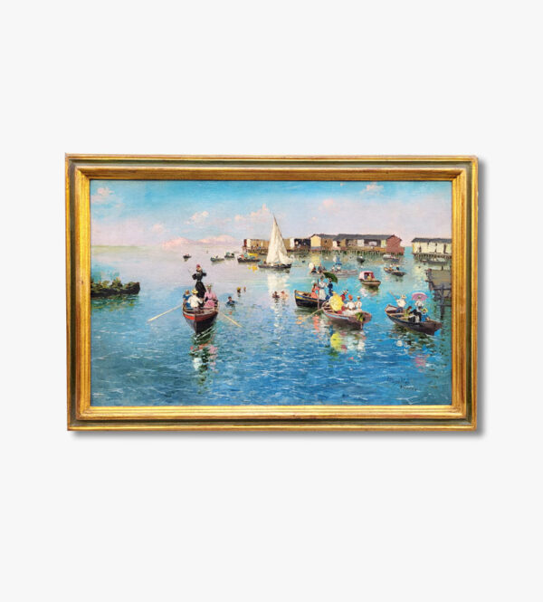 huile-sur-toile-baignade-a-florence-par-blas-orellos-y-quintana