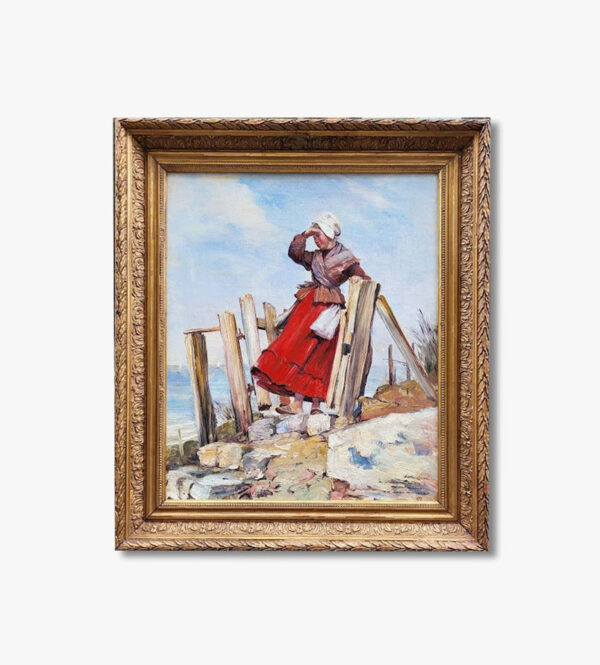 huile-sur-toile-bretonne-en-bord-de-mer-par-victor-laine