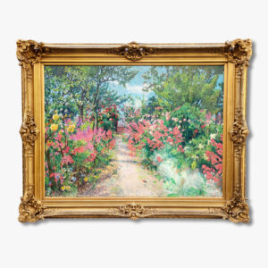 huile-sur-toile-jardin-fleuri-par-joseph-bernard-artigue