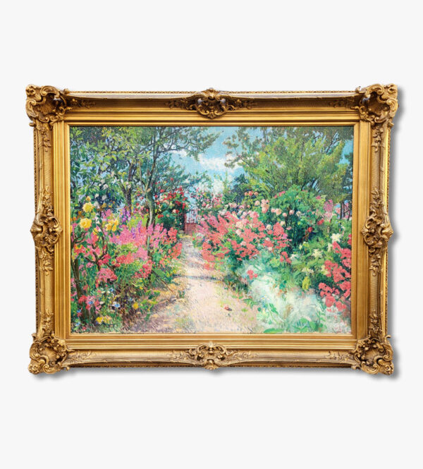 huile-sur-toile-jardin-fleuri-par-joseph-bernard-artigue