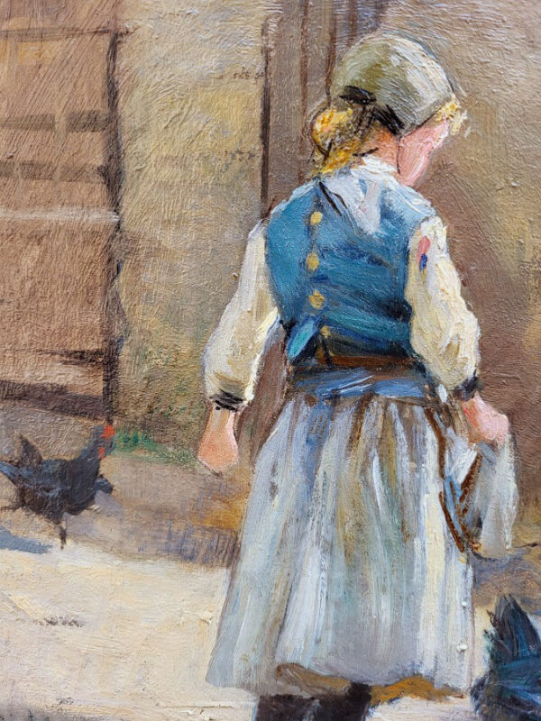 huile-sur-toile-jeune-fille-et-ses-poules-par-rene-chretien-2