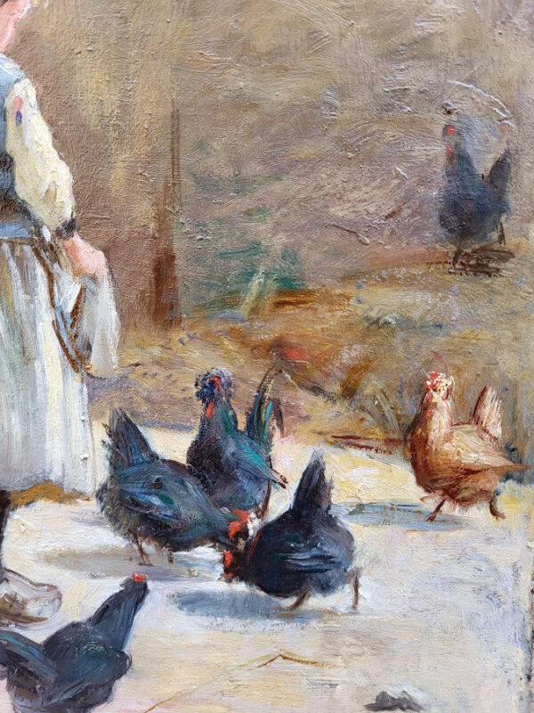 huile-sur-toile-jeune-fille-et-ses-poules-par-rene-chretien-3