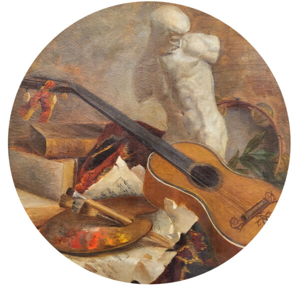 huile-sur-toile-nature-morte-au-buste-et-a-la-guitare-19-eme-6