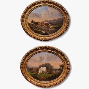 huile-sur-toile-scene-champetre avec-vaches-et-moutons-par-victor-emile-cartier