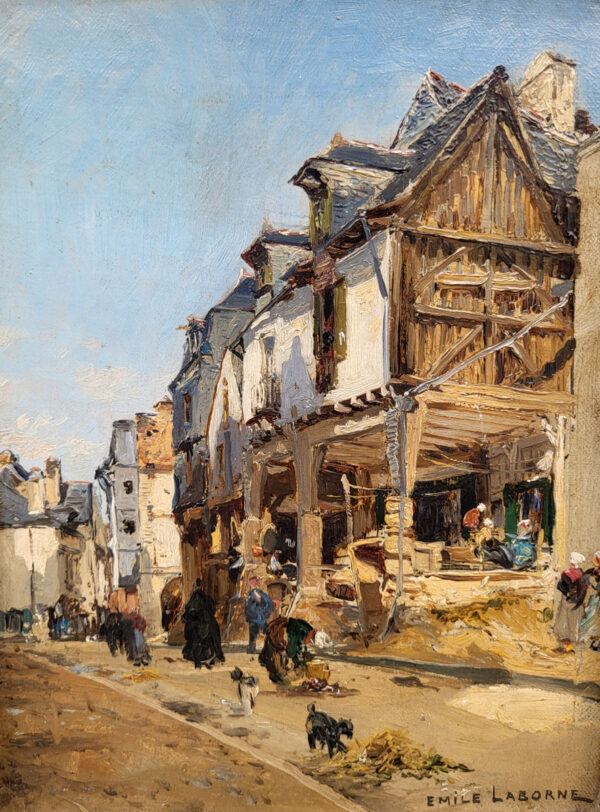 huile-sur-toile-village-francais-par-emile-laborne-1