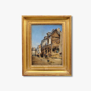 huile-sur-toile-village-francais-par-emile-laborne