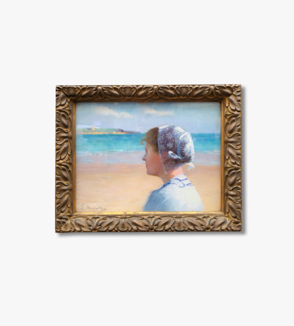 un-pastel-jeune-bretonne-en-bord-de-mer-par-louis-muraton