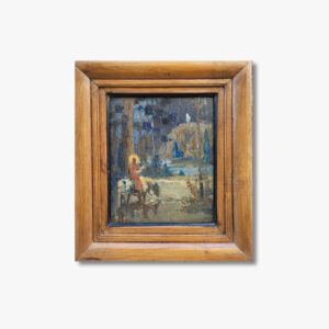 huile-sur-carton-saint-hubert-et-le-cerf-debut-20-eme